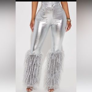 Silver fur pants